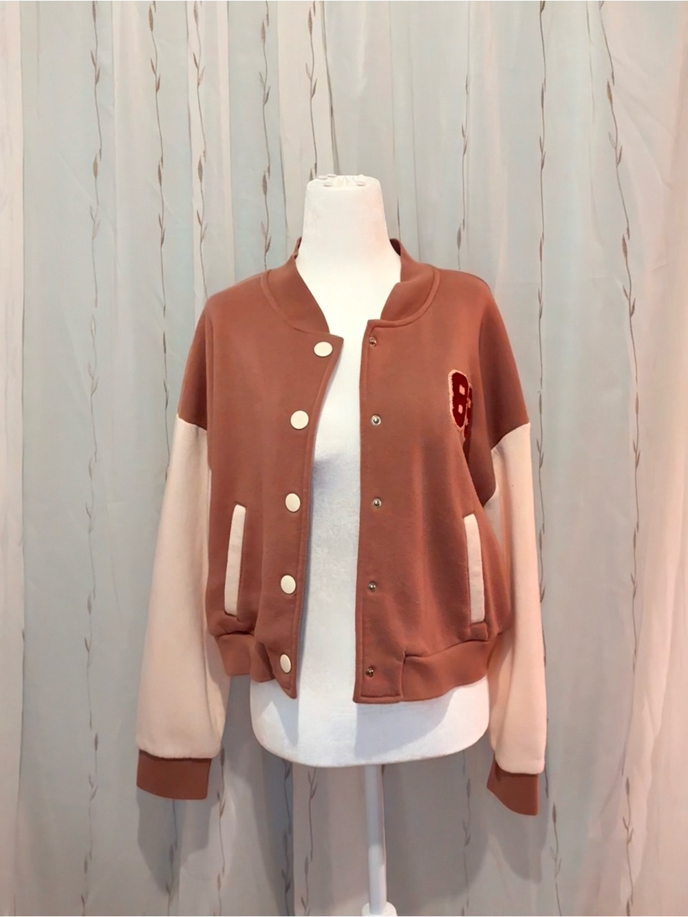 Women's Two-Tone Bomber Jacket - cream and toffee